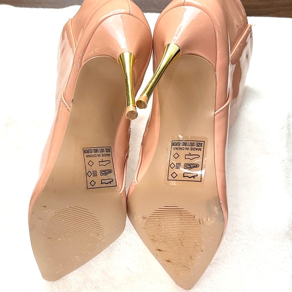 Qupid Blush Pink Patent Leather High Heel Stiletto Pointy Toe Ankle Boot  sz 7 - Picture 13 of 15